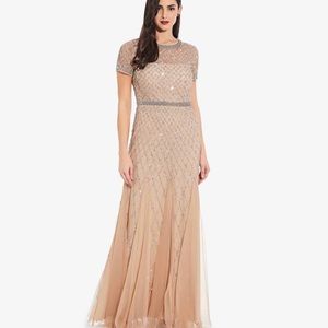 Adriana Papell gold gown with beading